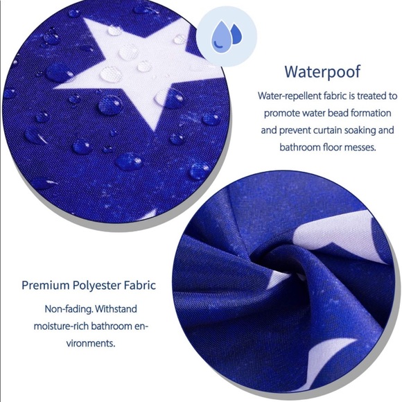 HNB Vintage Wood American Map Star Flag Shower Curtain Waterproof. - Picture 5 of 7